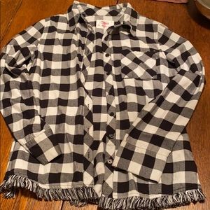 Justice black and white plaid top